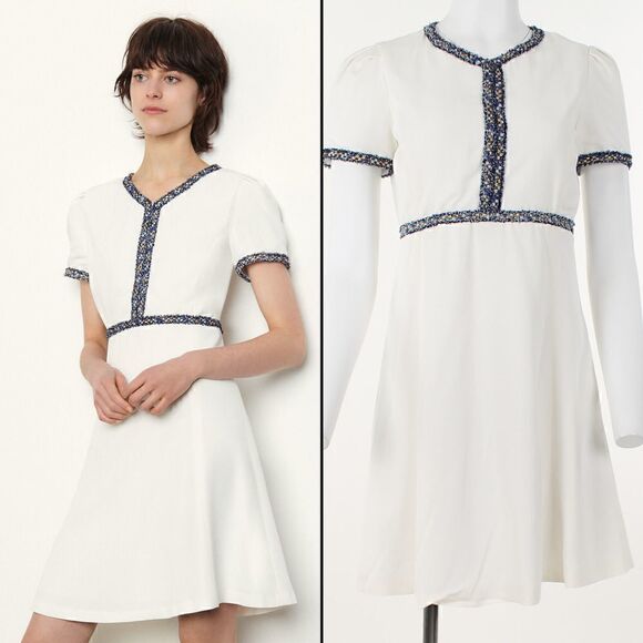 Sandro Reyan Tweed Trim Dress - Picture 1 of 5